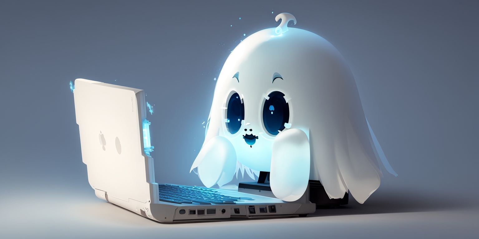Cute ghost on a computer